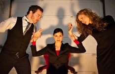 Daniel Pagett, Tennille Read and Carolyn Hall in No Exit.