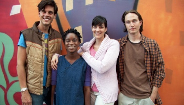 Cast of Wrecked (L to R): Justin Goodhand, Jajube Mandiela, Kimwun Perehinec and Kevin Jake Walker. Photo by Mark Seow.