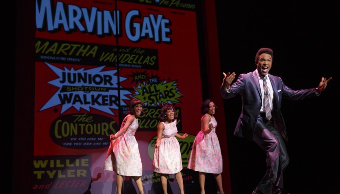 Jarran Muse as Marvin Gaye & Cast MoTOWN THE MUSICAL First National Tour (c) Joan Marcus, 2014.